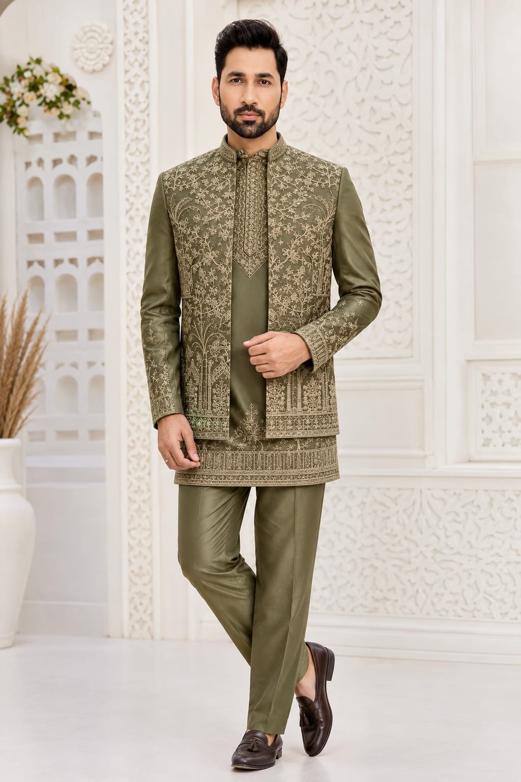 Olive Royale – Embroidered Indo-Western