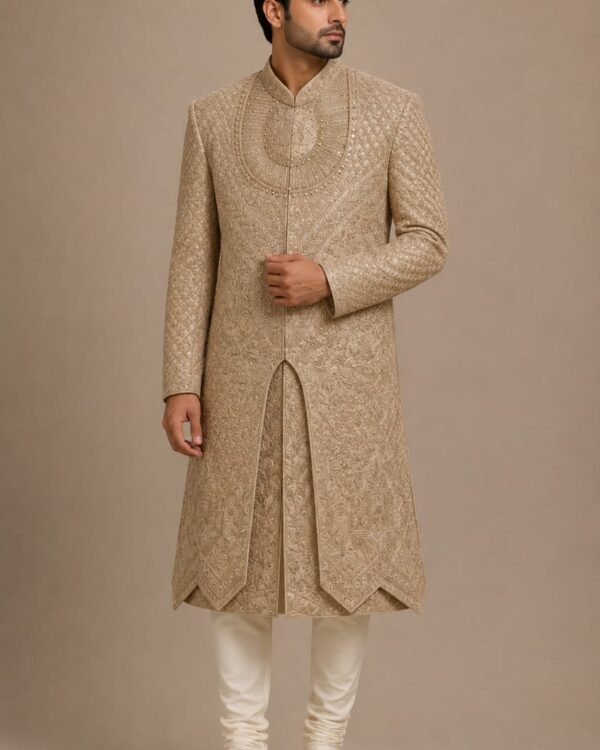 Copper Gold Embroidered Sherwani
