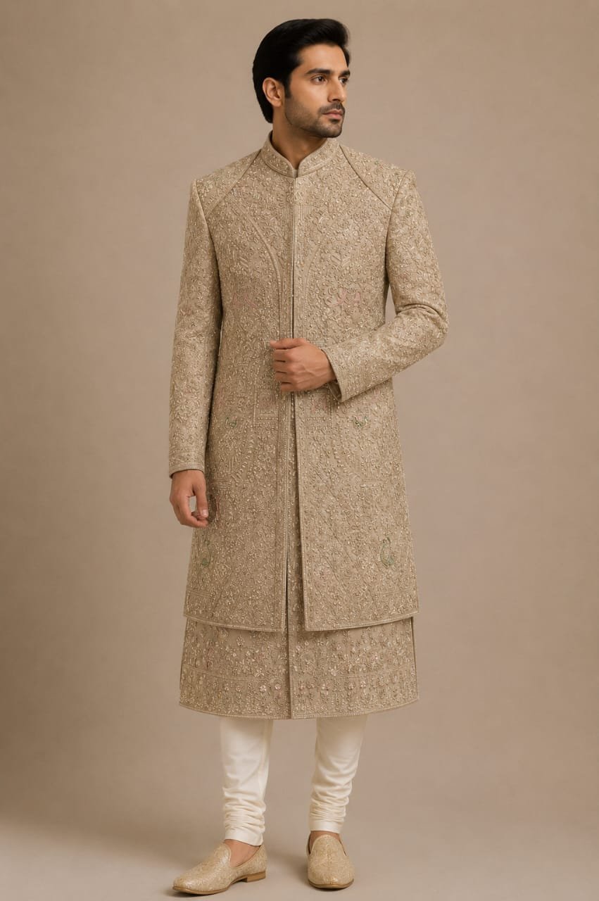 Copper Embroidered Sherwani