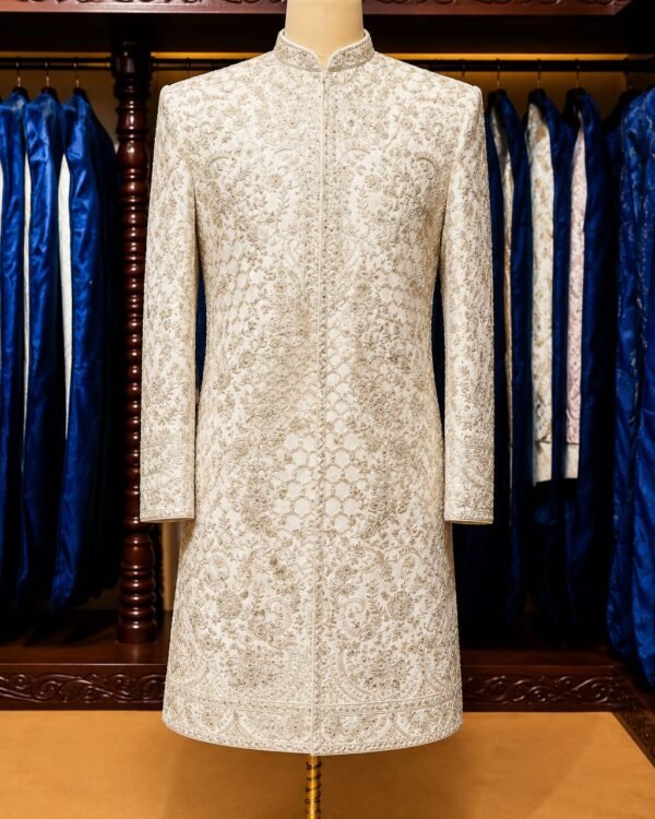 Rose Gold Floral Embroidered Sherwani