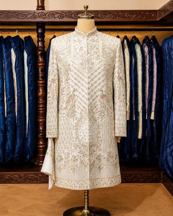 Ivory Floral Embroidered Sherwani
