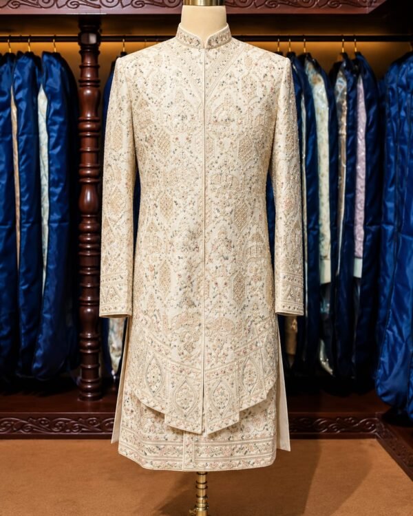 Rose Gold Floral Embroidered Sherwani