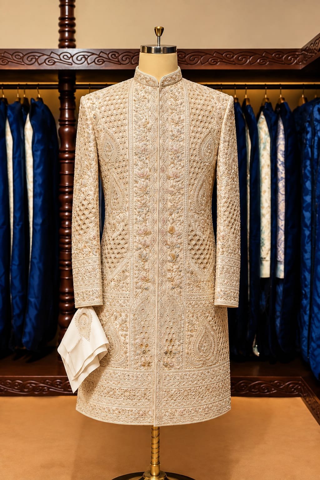 Rose Gold Floral Embroidered Sherwani