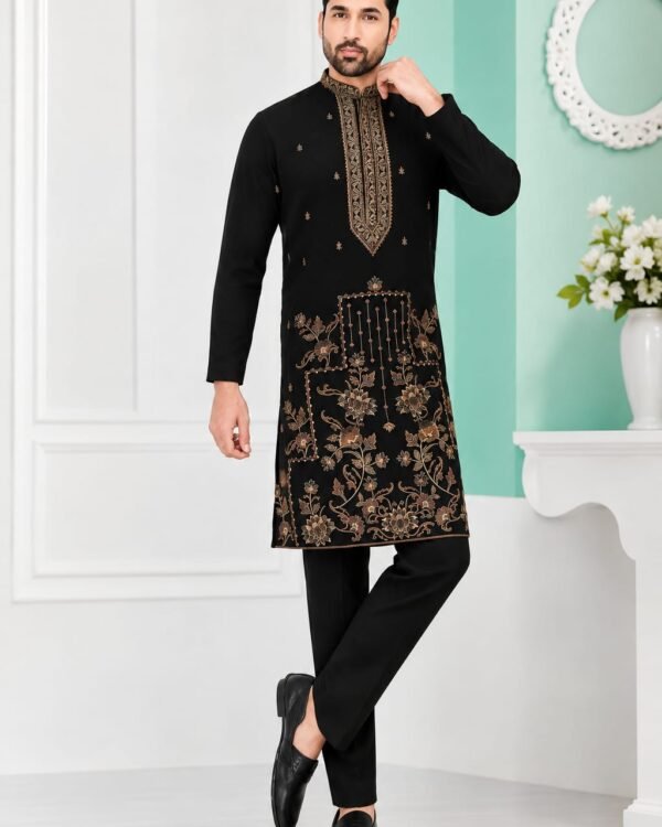 Black Embroidered Kurta