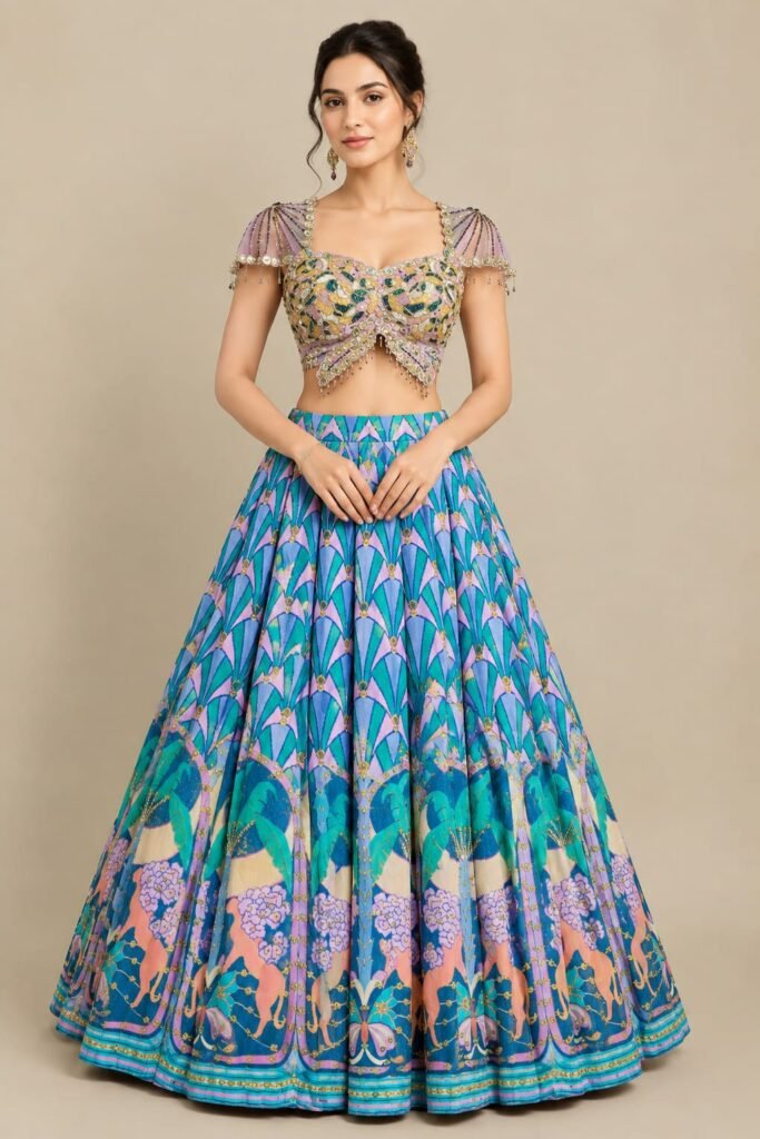 Peacock Bloom Lehenga Set