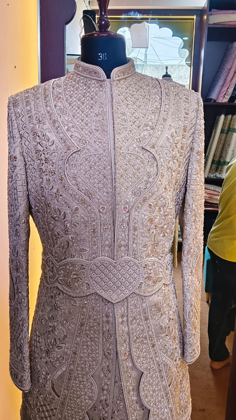 Copper Embroidered Sherwani - Image 4