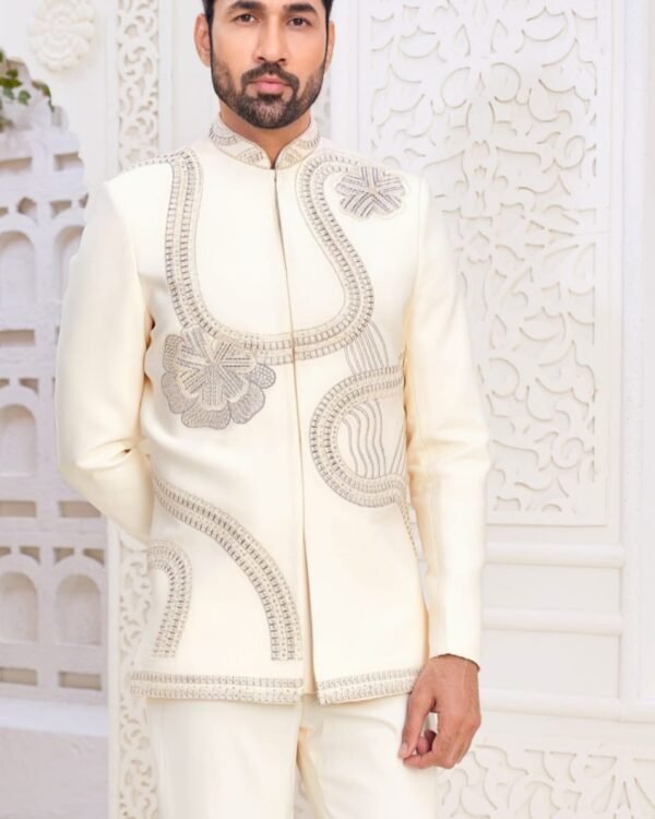 Ivory Embroidered Jodhpuri Suit
