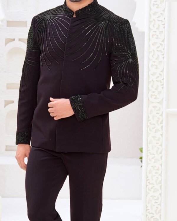 Dark Wine Embroidered Jodhpuri Suit
