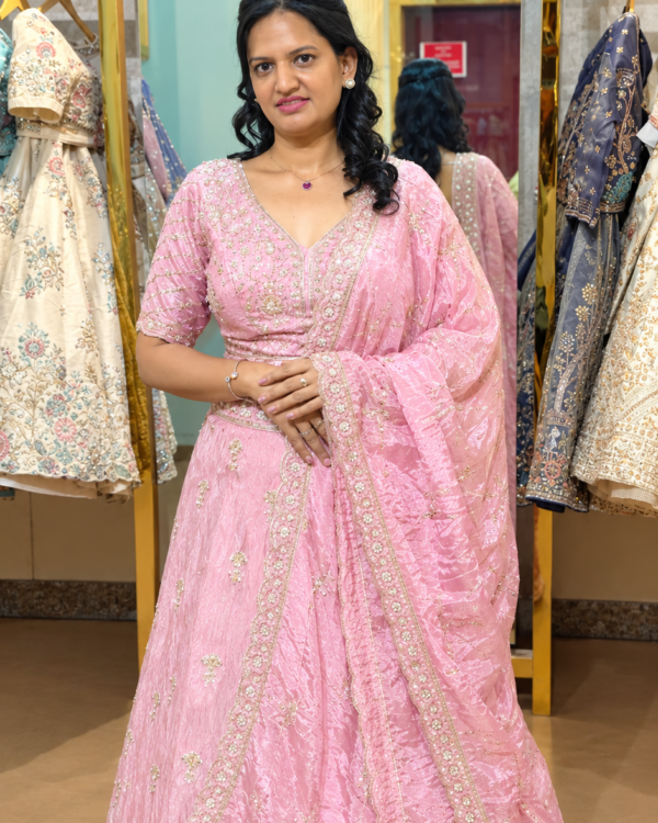 The Blush Pink Royale Draped Lehenga Saree