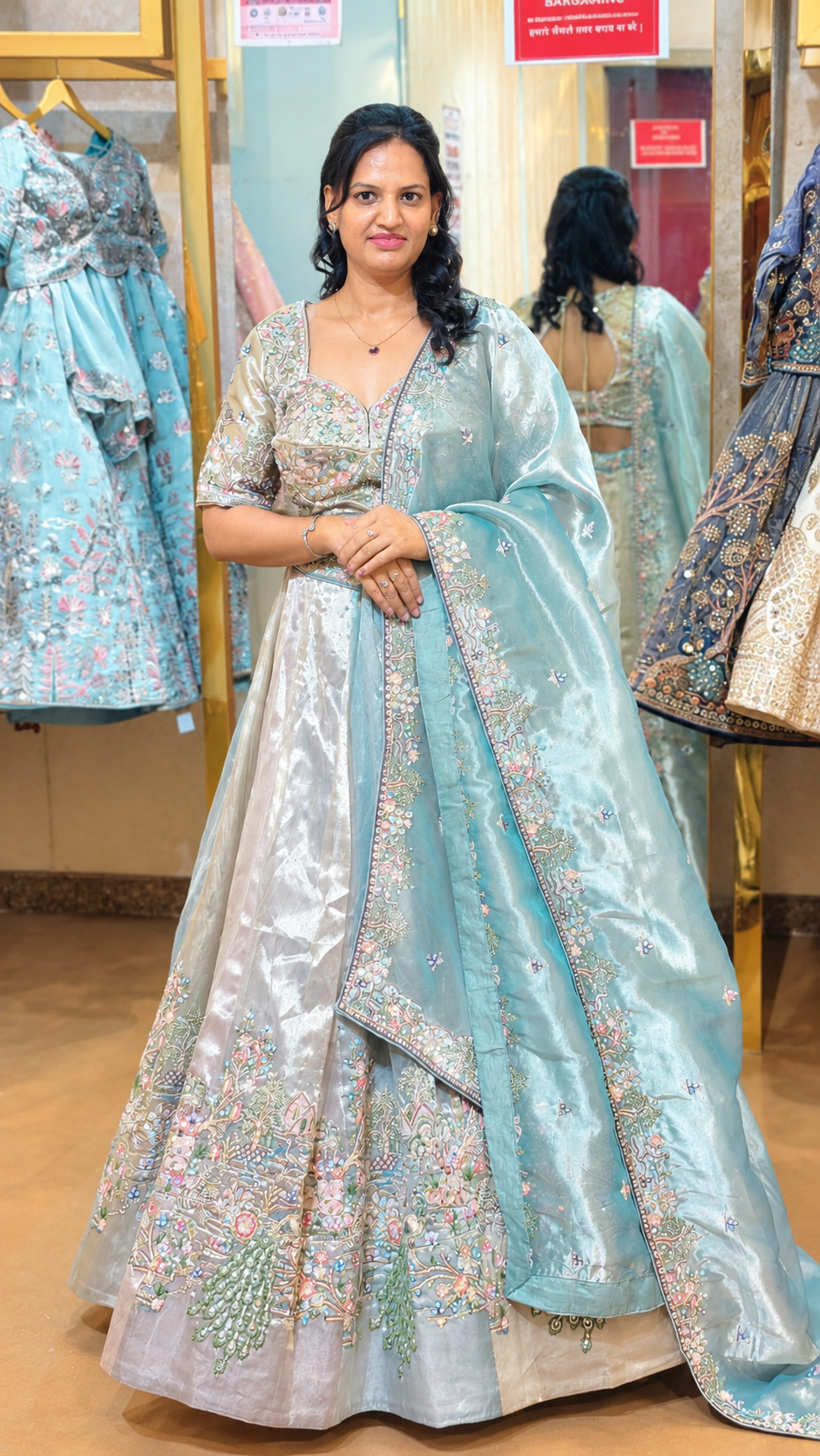 The Aqua Celeste Royale Lehenga - Image 2